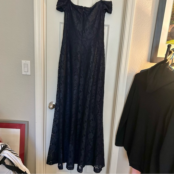 NWT Lauren Ralph Lauren Luiana Lace Off-Shoulder Navy Blue Evening Dress - Picture 4 of 14